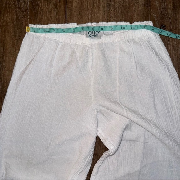 Oh My Gauze! Breeze Pant Women’s White Exaggerated Wide Leg Cotton Pull On - Picture 5 of 11